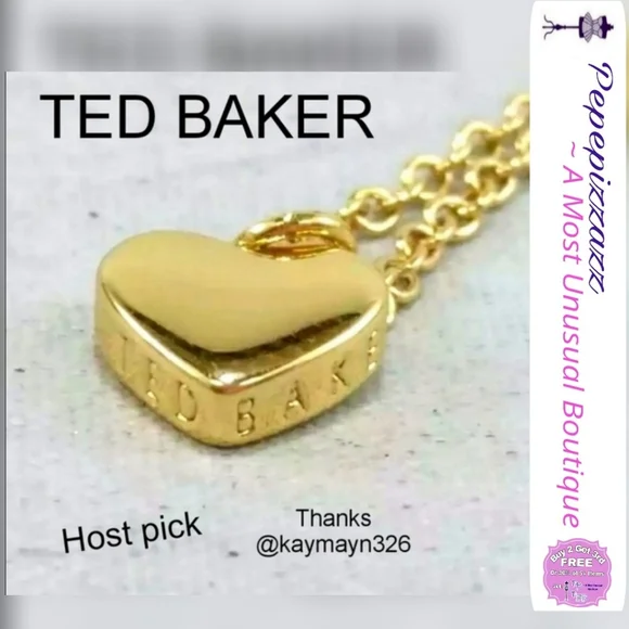 NWT 3PC Ted baker london SET Chunky heart necklace & Earrings. - Picture 3 of 14